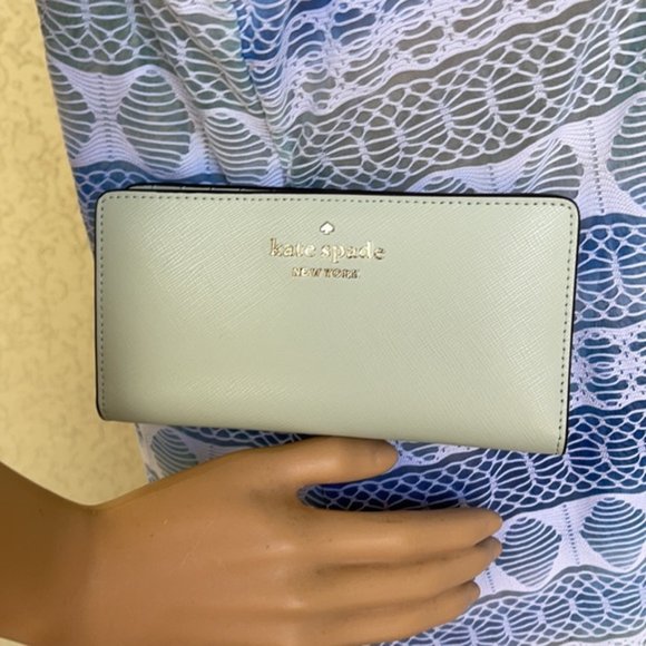 kate spade | Bags | Kate Spade Staci Large Slim Bifold Wallet Crystal Blue  | Poshmark